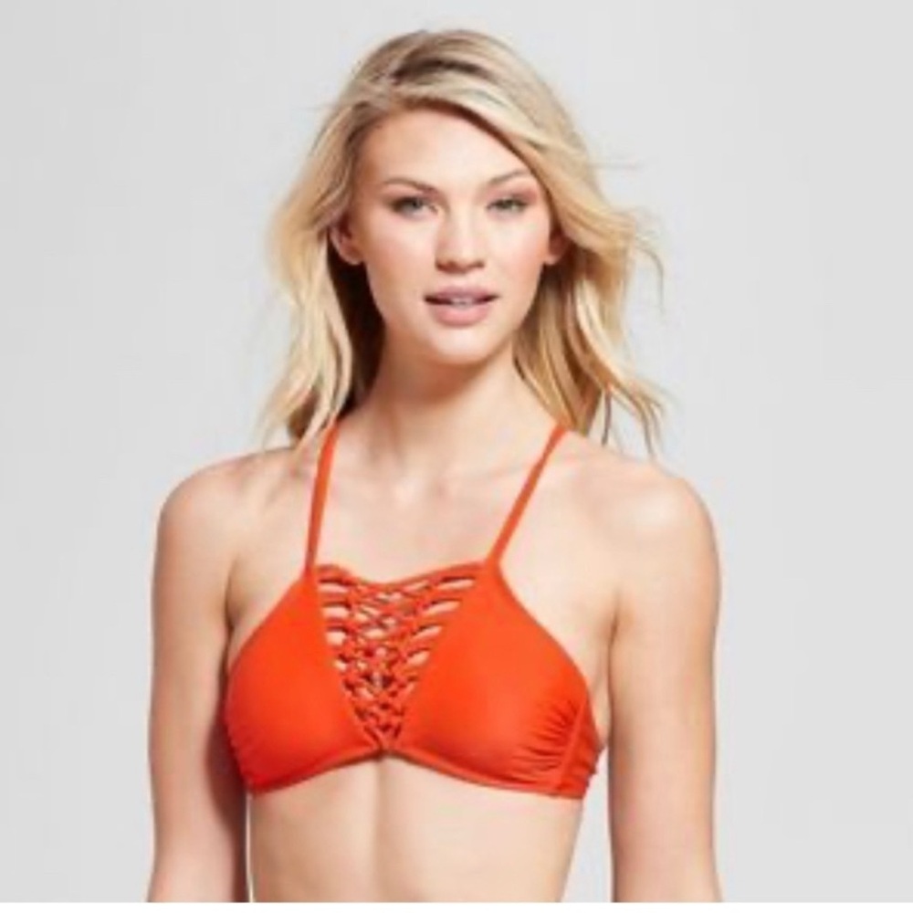 Xhilaration Macrame Strappy High-Neck Bikini Top, Large